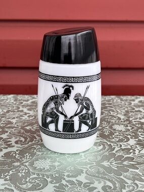 Vintage Dominion Glass Grecian Mythology Milk Glass Sugar Dispenser MCM 1960s